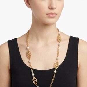 Jones NY Gold and Pearl Long Necklace - Women Jewelry